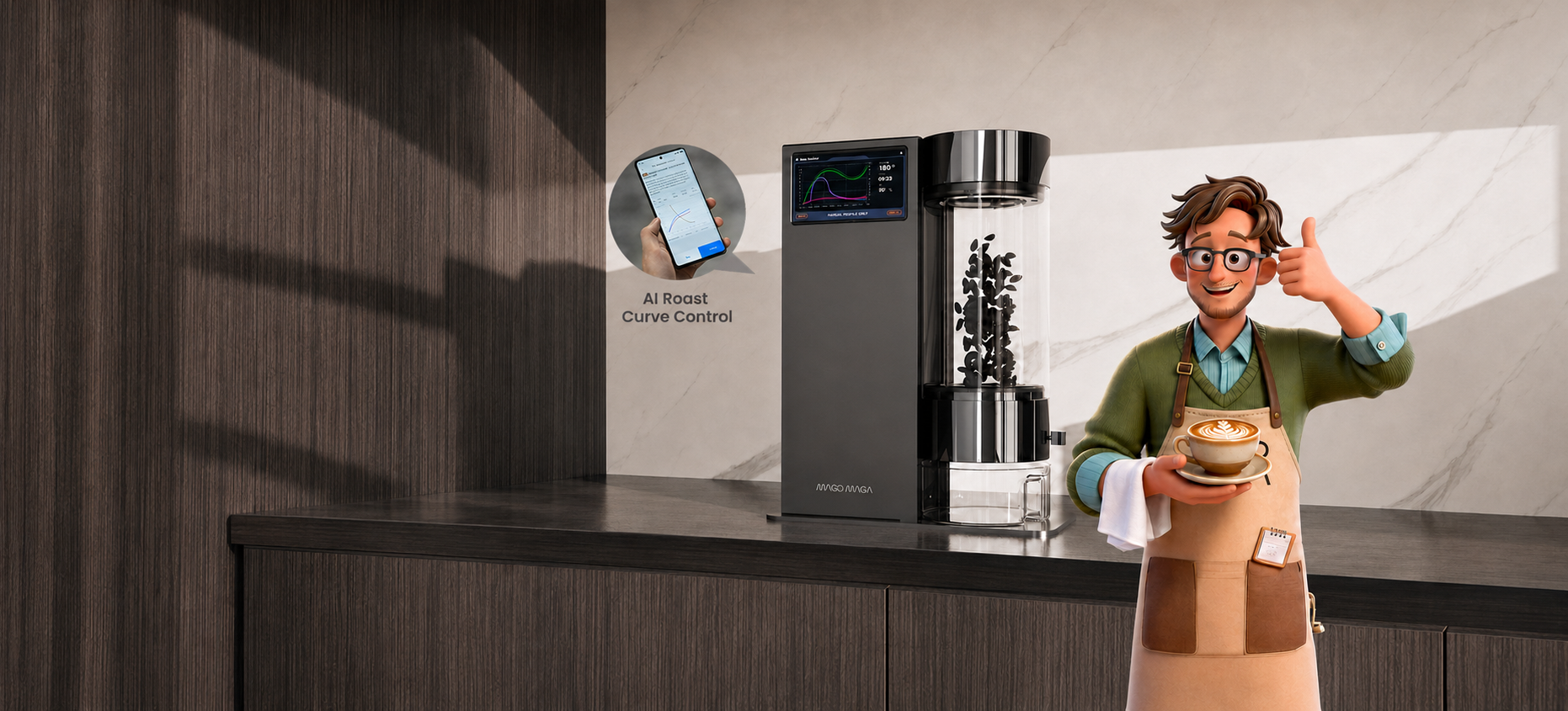 MAGO MAGA Roma-X AI home coffee roaster