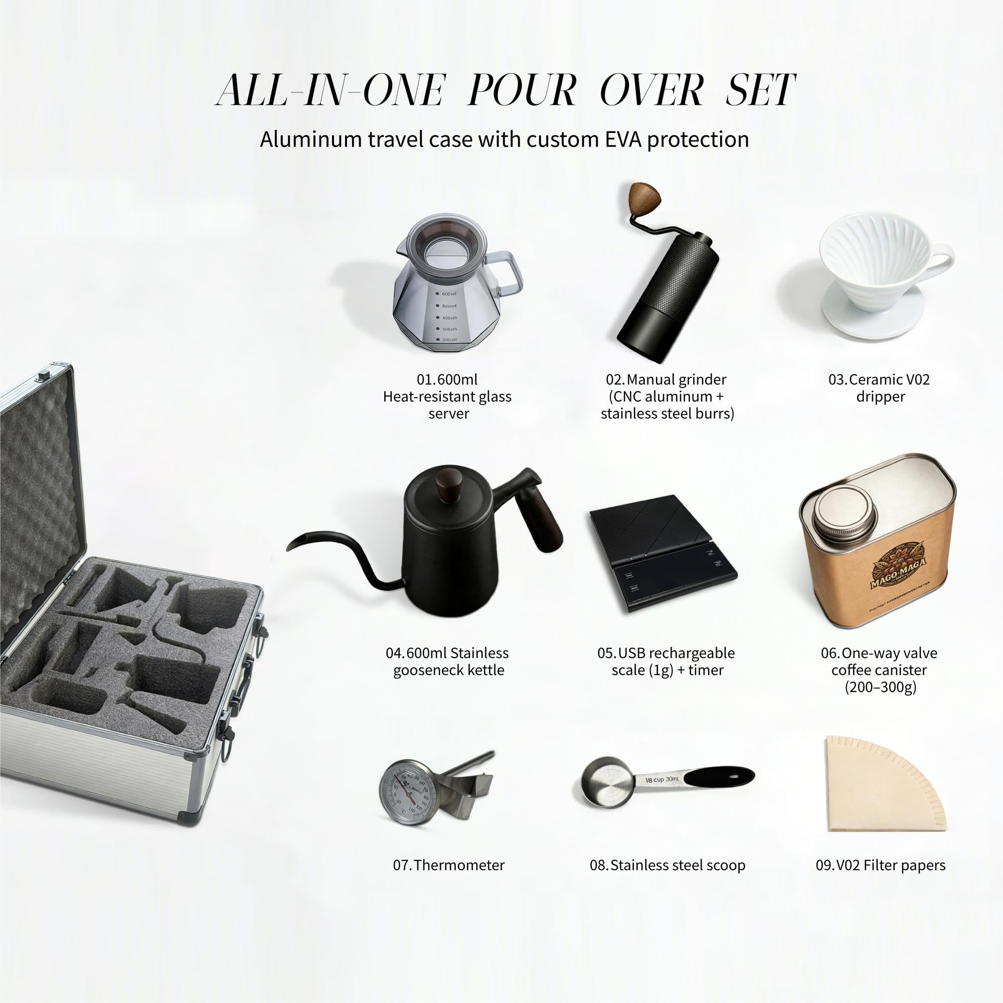 MAGO MAGA Pour Over Coffee Travel Kit - Mago Maga Coffee Bean Roaster